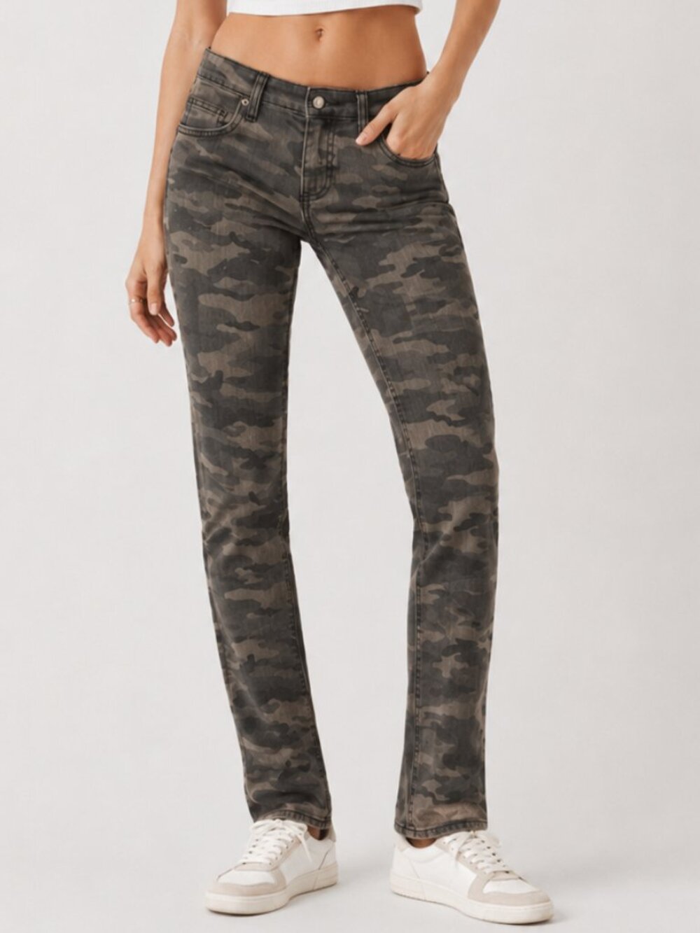 Carmar Camo Skinny Low Rise Jeans Green & Gray Size 24 Cotton/ Spandex